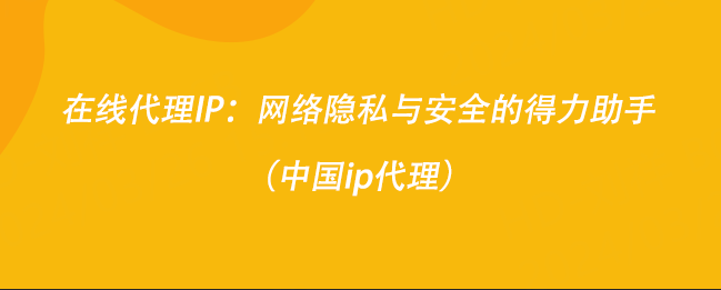 在线代理IP：网络隐私与安全的得力助手（中国ip代理）