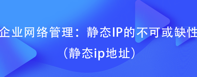 企业网络管理：静态IP的不可或缺性（静态ip地址）